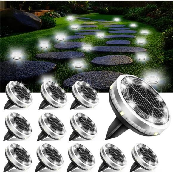 Solar Ground Lights Outdoor 12 Pack Waterproof Pathway Garden Lawn Landscape - Picture 1 of 7